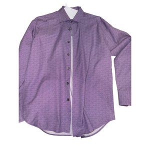 Saks Fifth Avenue Men's Button Down Purple Collared Work Business Shirt - Medium